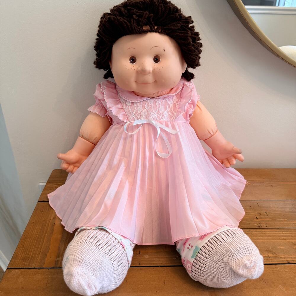 Vtg 1983 Blue Box Flower Kids Soft Sculpture Doll Cabbage Patch CPK Clone Pink